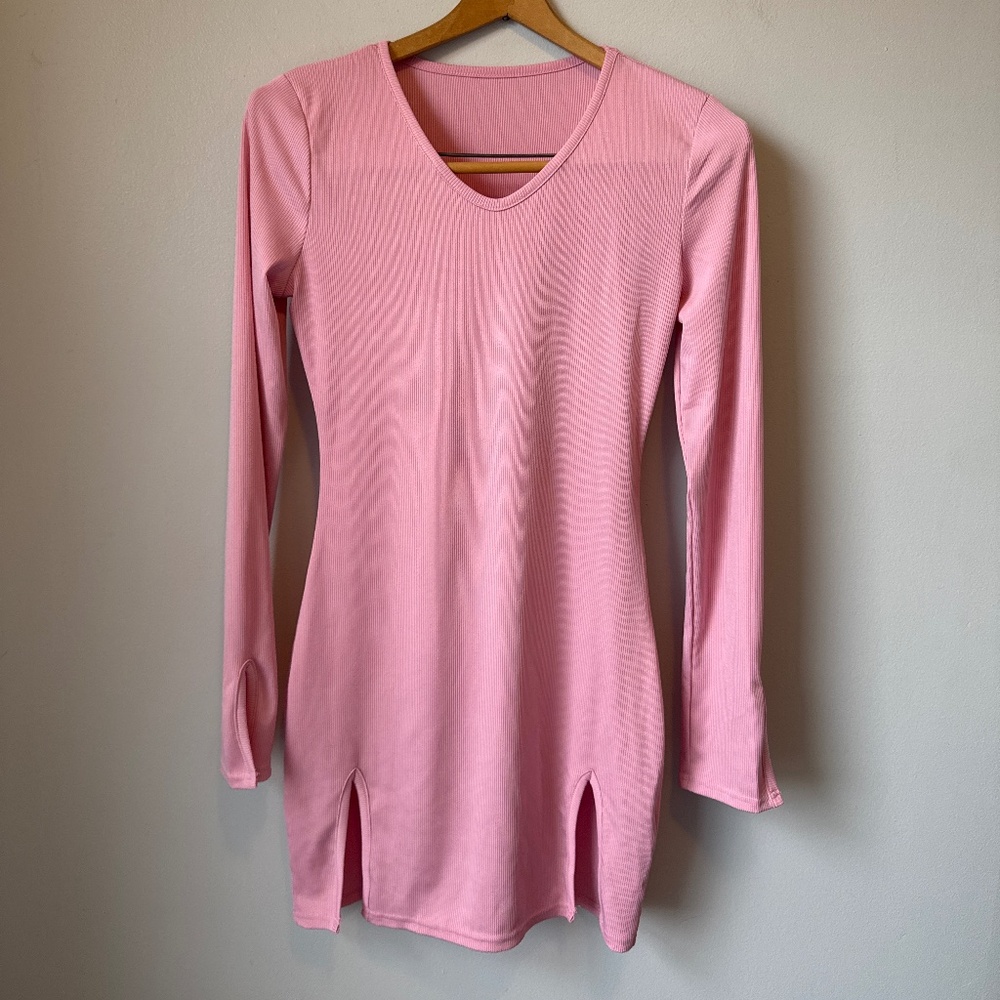 Rooscier pink ribbed mini dress